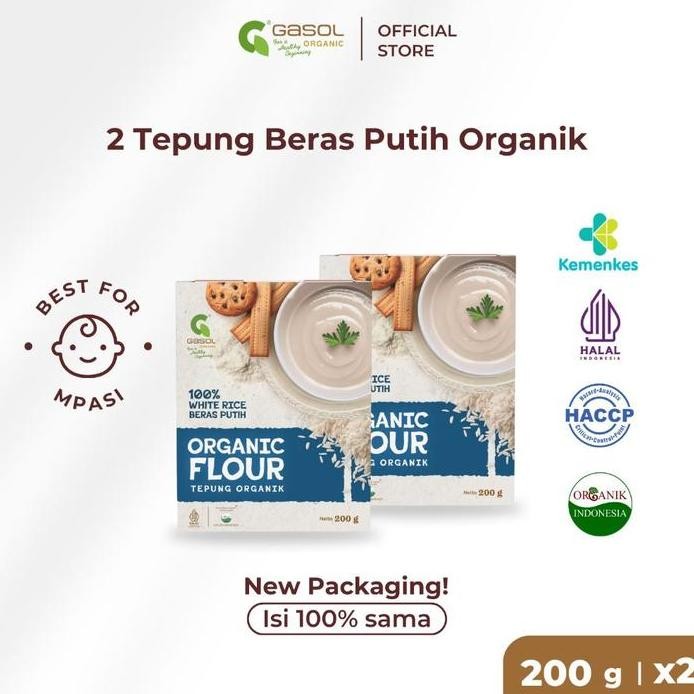 

Terlaris Gasol Tepung Beras Putih Organik Makanan Bayi Mpasi 200Gr X 2 Terlaris