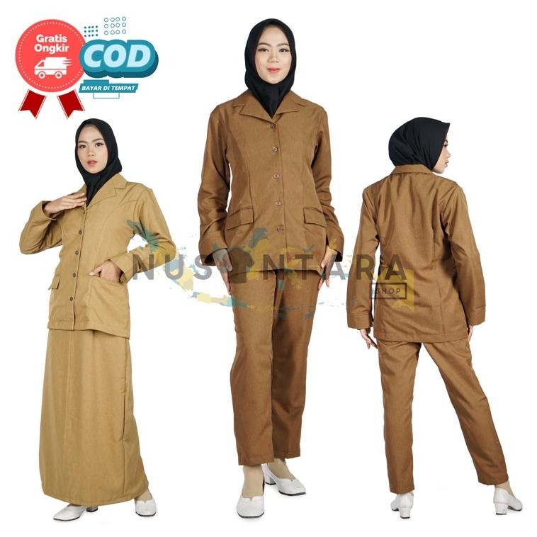 edf-62 COD Seragam Keki Wanita Seragam PNS Wanita Seragam Pemda Wanita Seragam Guru Wanita Saku Bawa