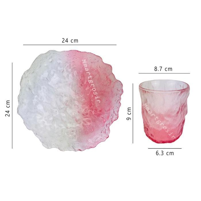Piring Gelas Cantik / Piring Cantik / Gelas Cantik / 1 Set Isi 3 Kaca Kitchenware