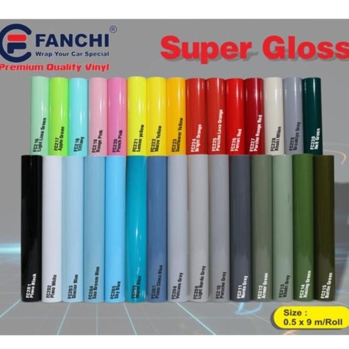 

TERMURAH - ROL Sticker Fanchi Super Gloss Glossy SERIES Premium Wrap 50CM ROLL