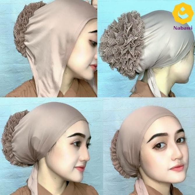 *****] Inner Hijab Turki Inner Cepol Renda Brukat Dalaman Kerudung Ciput Anti Pusing