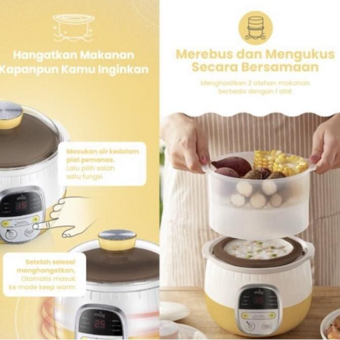 Terlaris Elek110 Slow Cooker Emily Porridge Cooker & Steamer 0,8 Liter Epc22001 Ready Stok