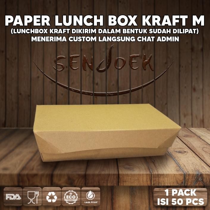 WK Lunch Box Paper - Tinggal Pakai / Kotak Makan / Dus Nasi / Kotak Bungkus Nasi / Kotak Takeaway Na