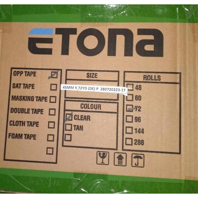 

TERMURAH - Etona lakban 2 inch, 45 mm 72 yard. 1 KARTON HARGA SPESIAL