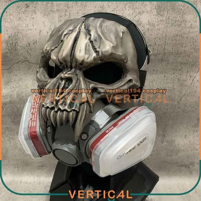 Topeng Tengkorak Masker Gas Respirator Techwear Halloween Hantu Oni 3M Techwear Cyberpunk Party Cosp
