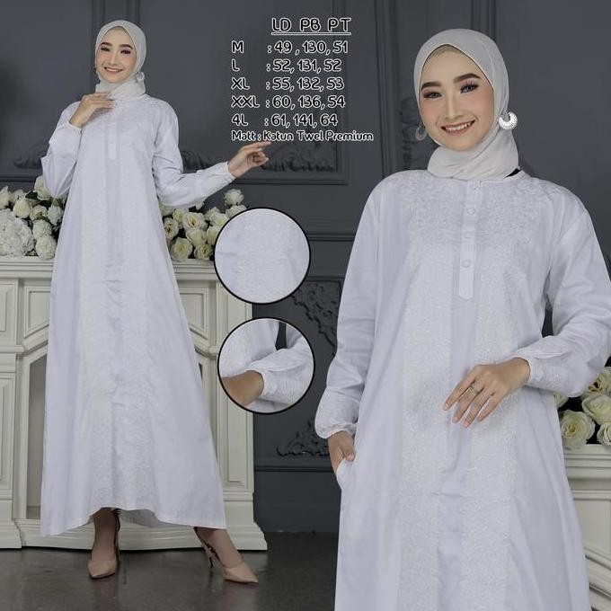 Gamis Polos Putih wanita Haji