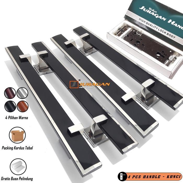 Handle Pintu Model Baru Fullset 2 Daun Pintu 60 Cm - Gagang Pintu Satu Set Body Kunci Body Pelor Ori