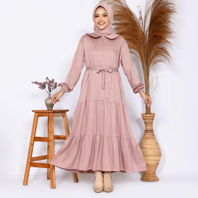 NHM Gamis Polos Katun Rayon Twill, Dress Gamis Wanita Muslimah