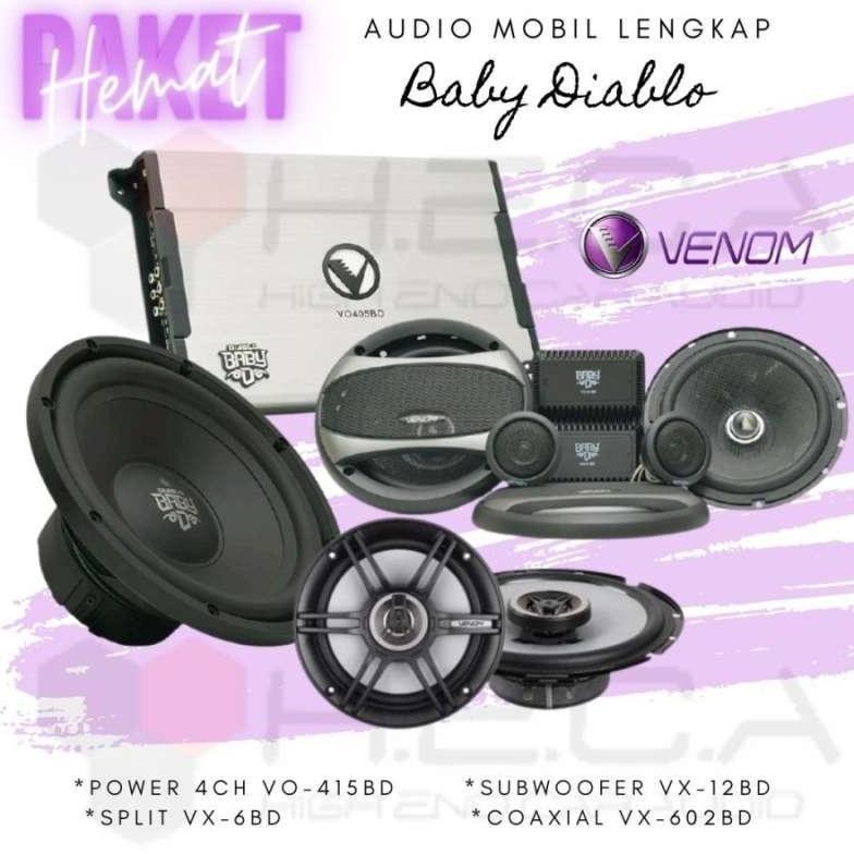 Paket Hemat VENOM Baby Diablo Audio Mobil Full Set Best Sound System Power , Subwoofer , Speaker.