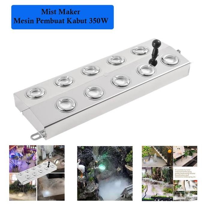 Mist Maker 10 Mata Ultrasonic Mesin Pembuat Kabut Embun Humifider Smoke Fog Machine 350 W