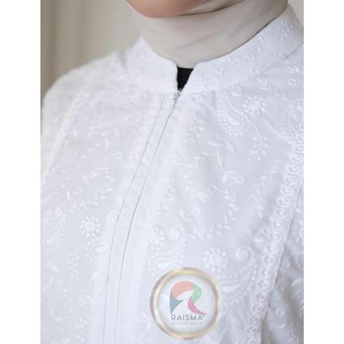 Raisma - Princess Baju Gamis Putih Wanita Katun Baju Lebaran Umroh Haji Busana Muslim Wanita