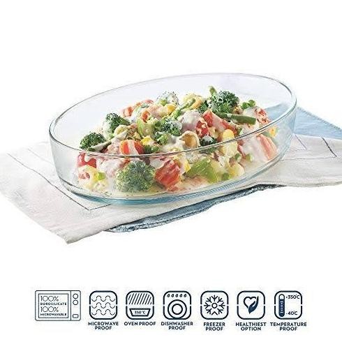 Buruan serbu] Baking Tray Pan Piring Mangkok Kaca Oval Saji Sayur Serving Dish 0.7L