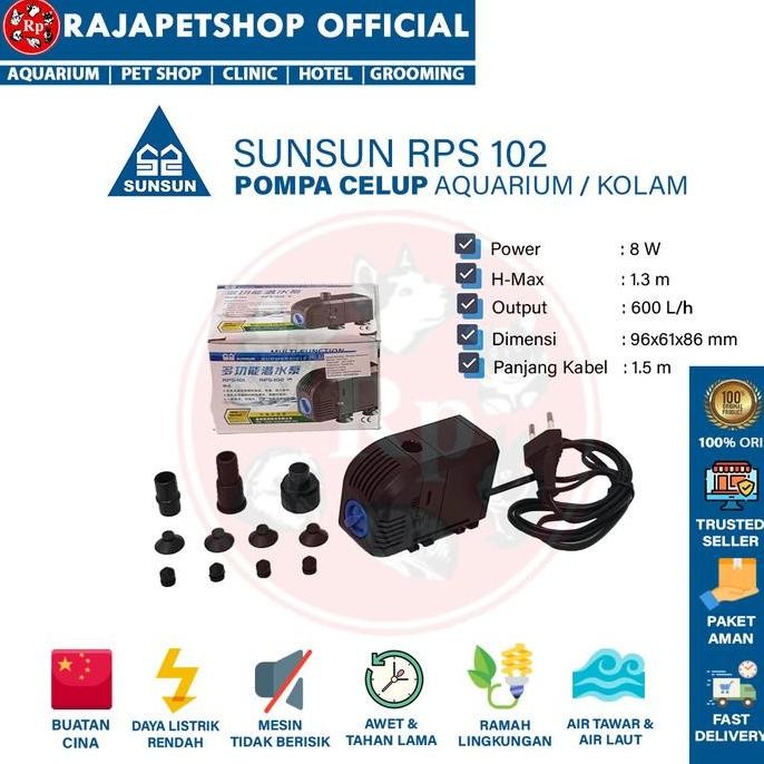 Berkualitas ( POMPA AIR ) SUNSUN RPS 102 SUBMERSIBLE WATER PUMP KOLAM AQUARIUM POMPA CELUP LOW WATT