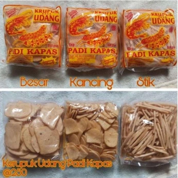

Terlaris Kerupuk Udang Mentah Merk Padi Kapas Ukuran Besar / Kancing / Stick 250Gr Khas Cirebon
