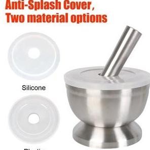 

mortar pestle premium stainless steel free cover silicone / ulekan bumbu dapur obat apotek pharmacy / cobek tumbukan stainless garlic pressure kitchen BS09