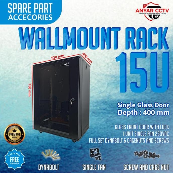 BEBAS ONGKIR - Wallmount Rackmount 15U, Rak Server Single Door 15U Kecil