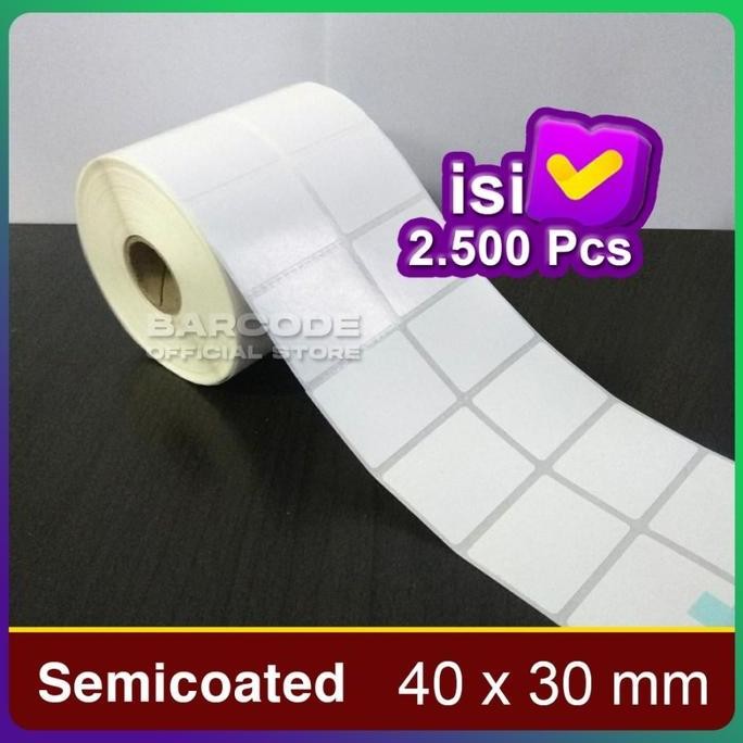 

TERMURAH - Label Sticker Semicoat 40x30mm / 40 x 30 / 40x30 mm 2 Line (1 Slop)