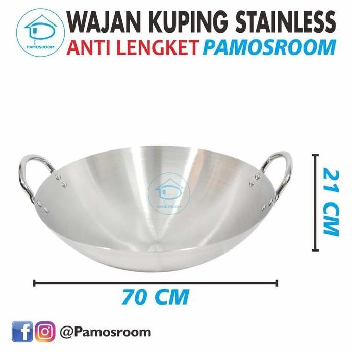 %$%$%$%$] Wajan Gagang Kuping Stainless Calypso 70CM Kuali Masak Penggorengan