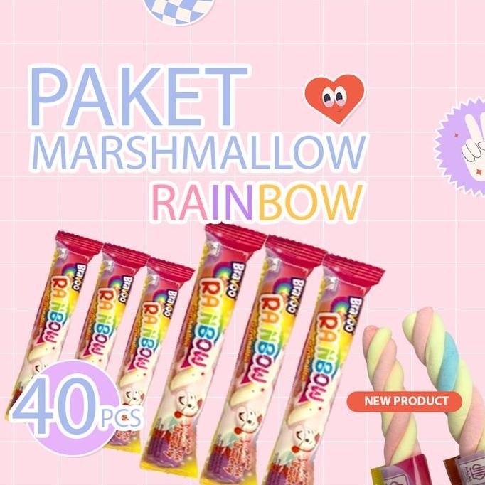 

PAKET MARSHMELLOW RAINBOW 40PCS ANEKA RASA BUAH BUAHAN TERBARU BERAT 8g warna warni Candy Food Snack Cemilan Paket Usaha Jajanan SD 1 DUS Jajanan Grosir Manis Murah