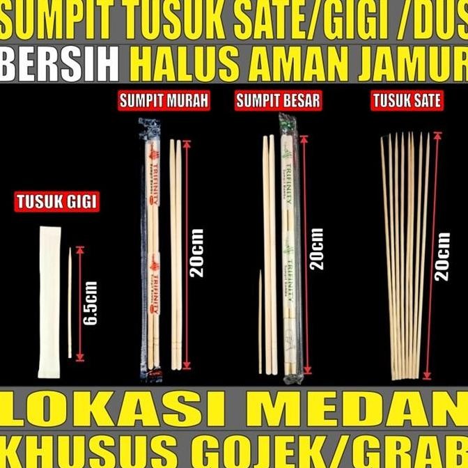 BEBAS ONGKIR - Sumpit Bambu Trifinity + Tusuk Gigi Higienis + Tusuk Sate Dus Gjk Medan