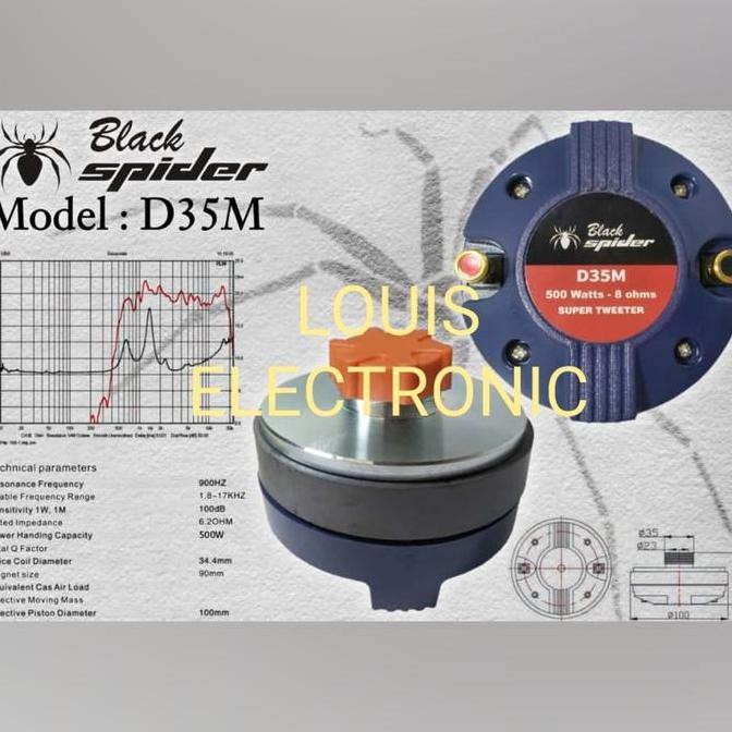 Driver Tweeter Black Spider D35M 500 WATT ORIGINAL Black Spider