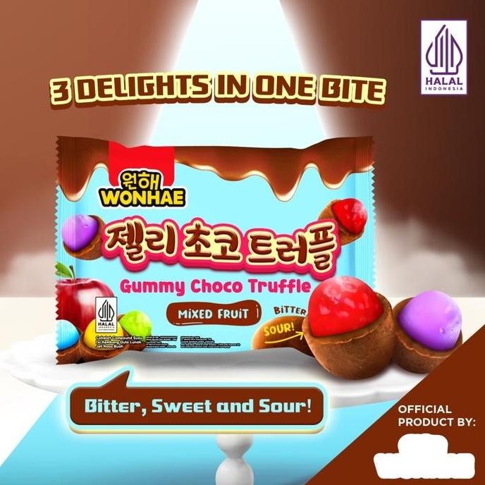 

PERMEN COKLAT KOREA WONHAE GUMMY CHOCO TRUFFLE MIXED FRUIT 35GR