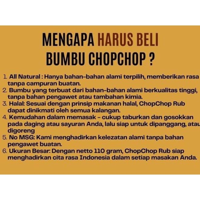 

Chopchop Special Mix Rub Original Bumbu Marinasi Rendah Kalori 110gr Masakan Instan