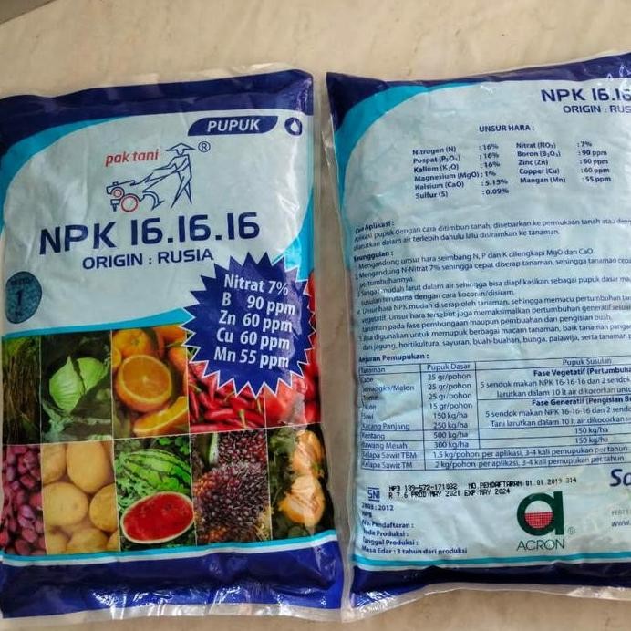 

Terlaris Pupuk Npk 16 16 16 Pak Tani Origin Rusia Kemasan Pabrik 1 Kg Npk Biru