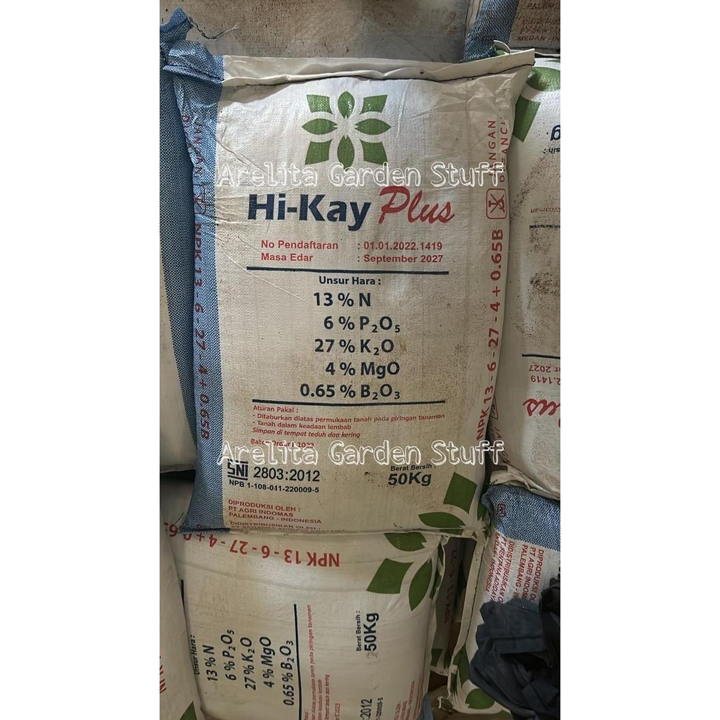 

Terlaris Npk Hikay-Plus 13-6-27-4+0,65%B Repack 50Kg