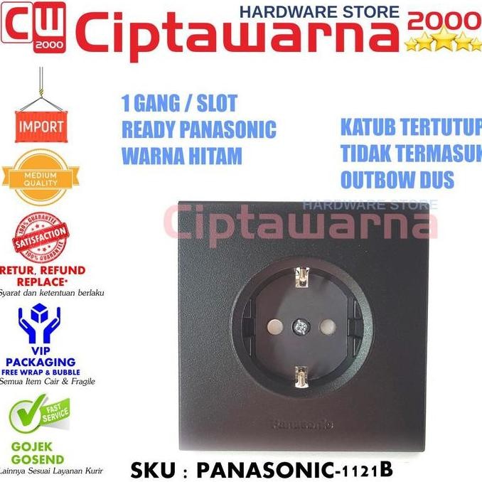 populer] Panasonic WESJP 1121B Stop Kontak Arde Colokan listrik Hitam