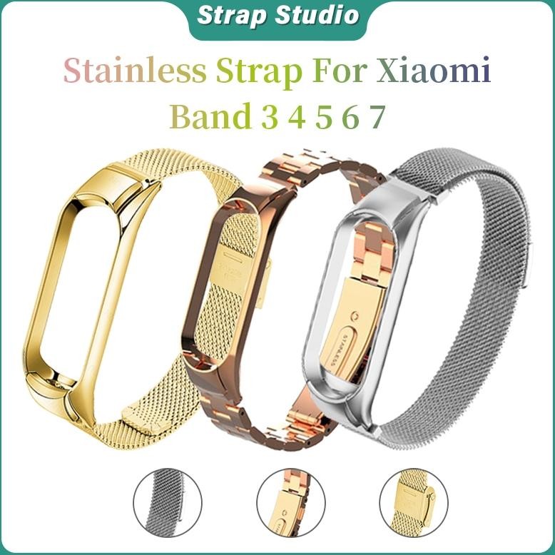 NAMPOL Tali Xiaomi Band Luxurious  Stainless Strap Mi Band 3 4 5 6 7 Adjustable Strap M6 M7 Smartwat
