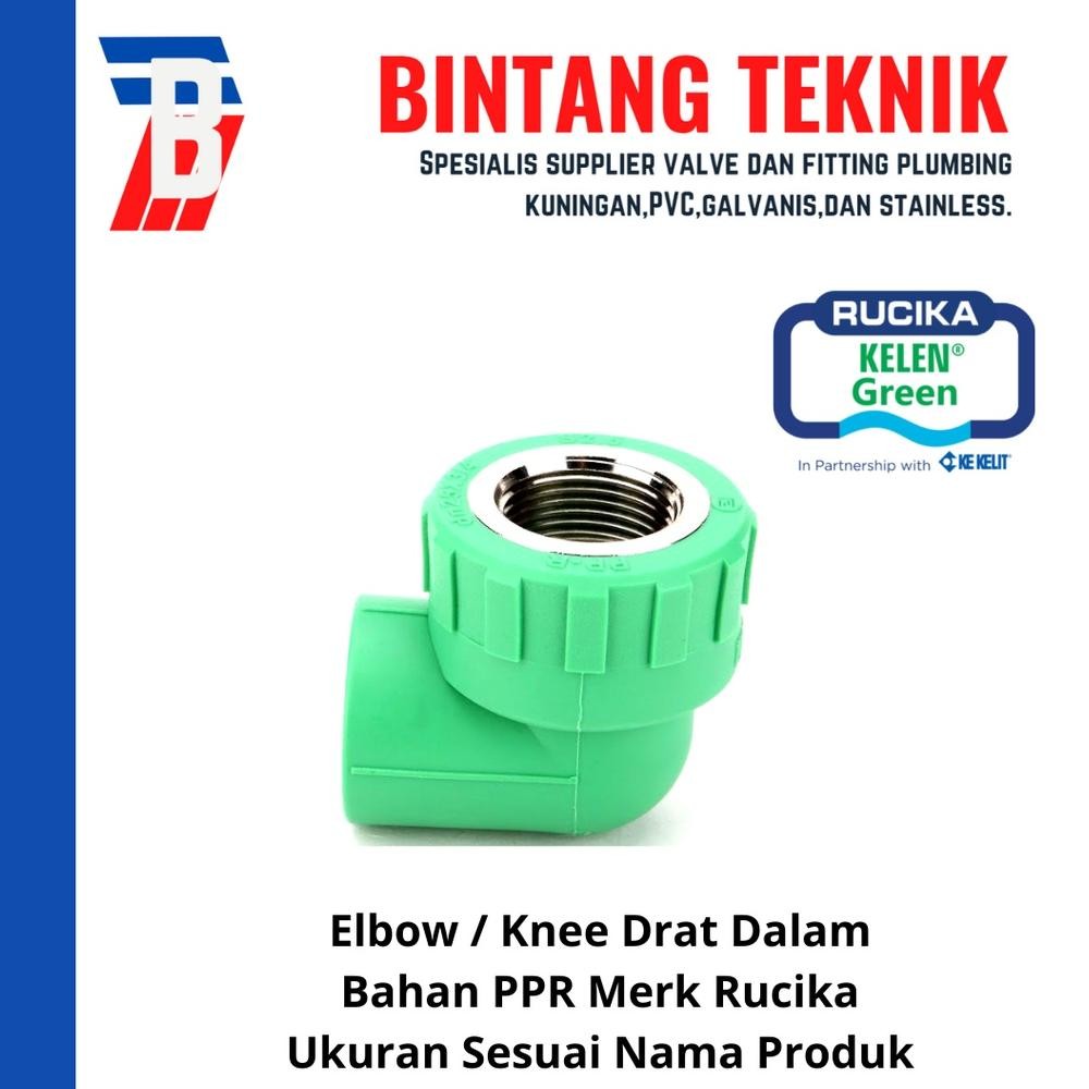 PJ Elbow Drat Dalam PPR Pipa 1/2" inch (20 mm) x Drat 1/2" inch Rucika
