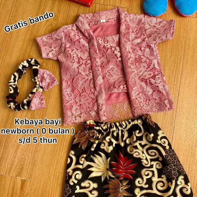 Kebaya Bayi New Born 0 bulan - 5 Tahun FREE BANDO Stelan Kebaya Bayi dan Anak Span Pendek Furing Keb