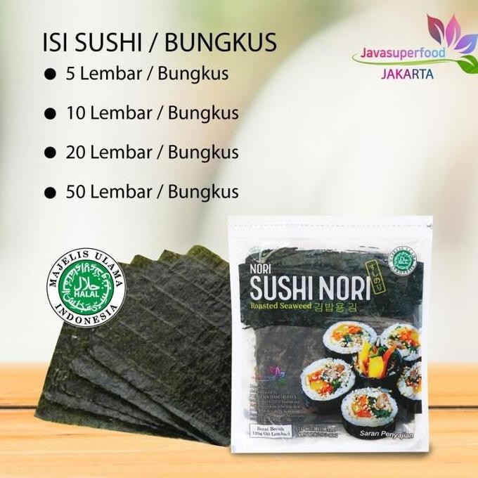 

50 Lembar Sushi Nori HALAL Seaweed Rumput Laut Sushi Untuk Kimbab/ Gimbab Food
