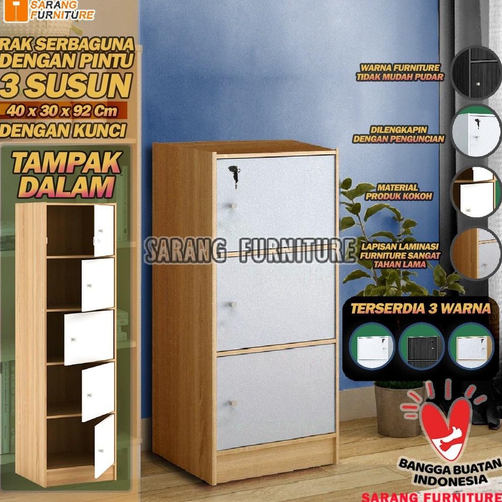 IK LEMARI RAK BUKU SERBAGUNA Susun 3 Susun 4 Susun 5 Susun KAYU Dengan Kunci TERBARU MURAH RSG PINTU