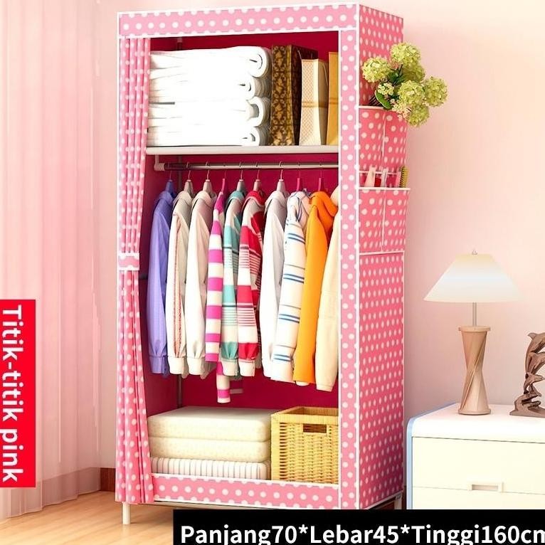 Lemari Pakaian Portable Single Lemari Kain Portable Resleting Lemari Pakaian Minimalis