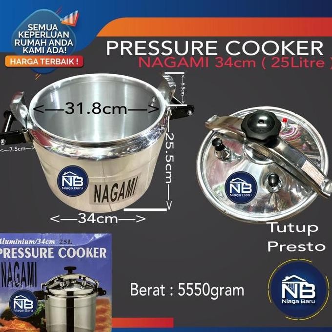 Terjangkau Panci Presto 25 Liter Nagami Good Quality Tebal Pressure Cooker