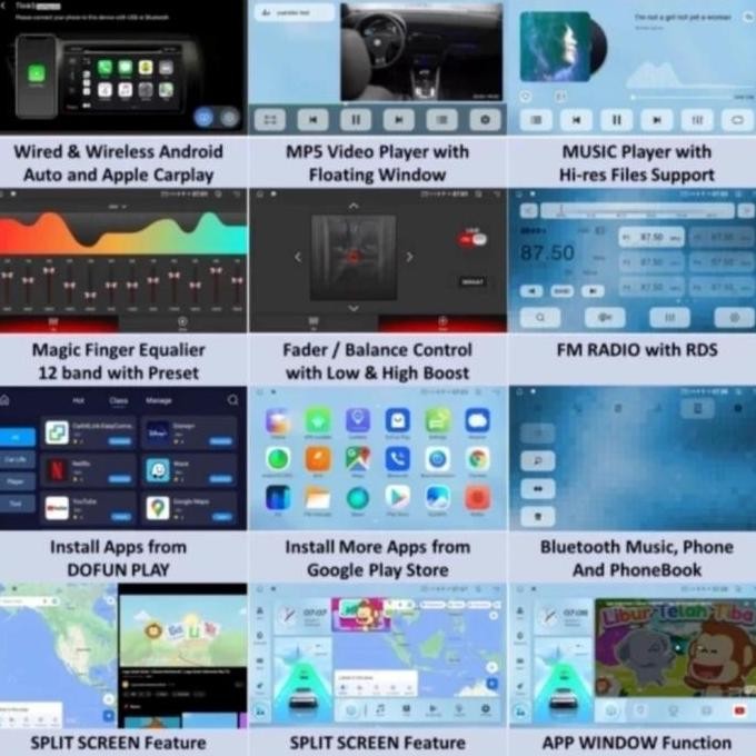 Head Unit Tape Android Mobil Ertiga 9 Inc Double Din Headunit 2/32 Gb Terlaris