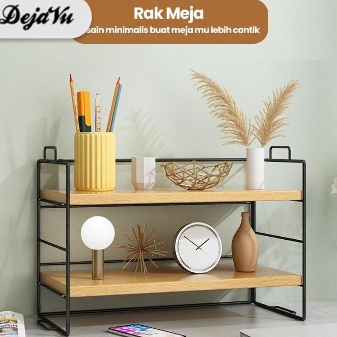 Dejavu Rak Buku Meja Susun Rak Kayu Besi Minimalis Serbaguna HRB103