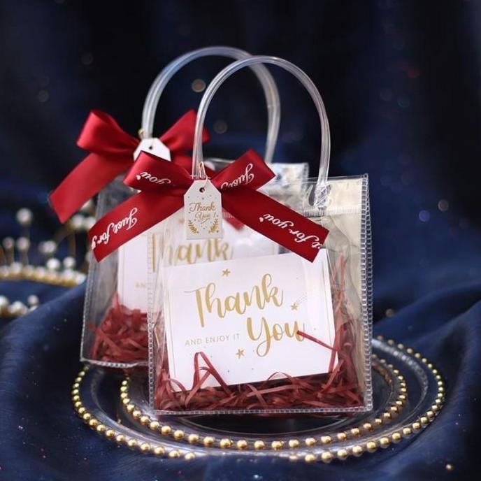 

siap kirim (grosir 10 buah) tas mika kancing 15x7x20 hampers goodie bag premium