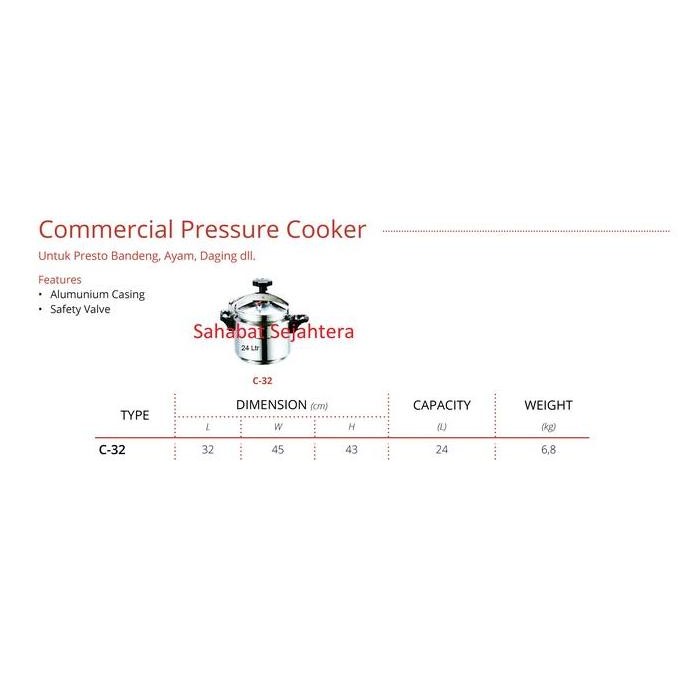 Miliki Commercial Pressure Cooker Getra Tipe (C-32)