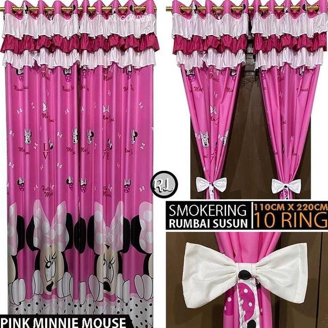 TERLARIS GORDEN JENDELA PINTU KAMAR MINIMALIS MOTIF PINK MINNIE MODEL PONI RUMBAI SUSUN