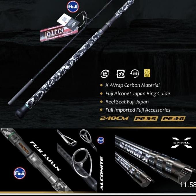 BEBAS ONGKIR - joran popping elito gt hunter fuji alconet 802 240 cm kevlar spiral