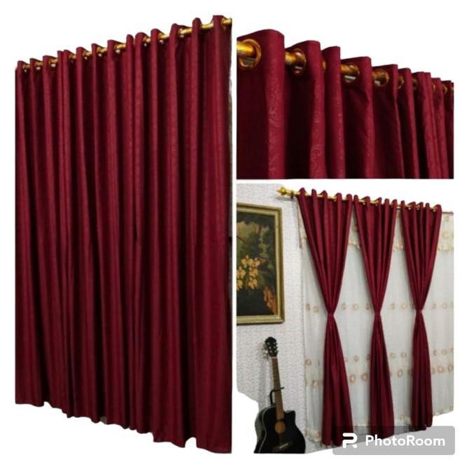 New GORDEN JENDELA PINTU SMOKRING 12 ring Minimalis Embos Promo Murah-Gordeng Curtain Katun Kain Gol