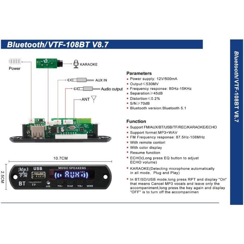 PJJ-1621 Ew64 MODUL MP3 BLUETOOTH KAROKE + ECHO + SOKET MIC Berkualitas Premium