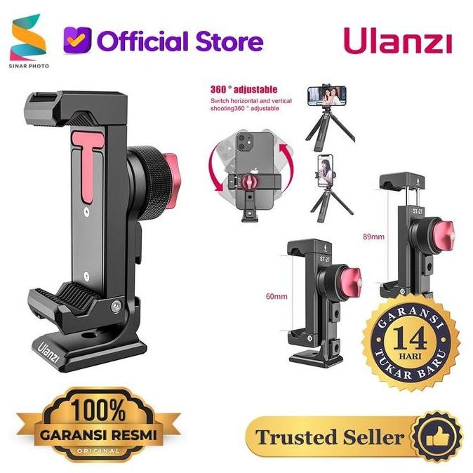 Ulanzi St-27 Metal Smartphone Phone Holder Hp Tripod Mount New Stok