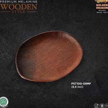#@#@#@#@] Piring Melamin Premium Motif Kayu Makan Nasi Saji Sayur Dessert Roti