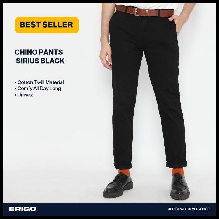 Celana Unisex Erigo Chino Pants Sirius Black Original Best Seller