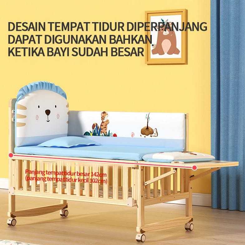 Ready Tempat Tidur Kayu Solid Multifungsi Tempat Tidur Bayi/Tempat Tidur Bermain/Tempat Tidur Bayi/B