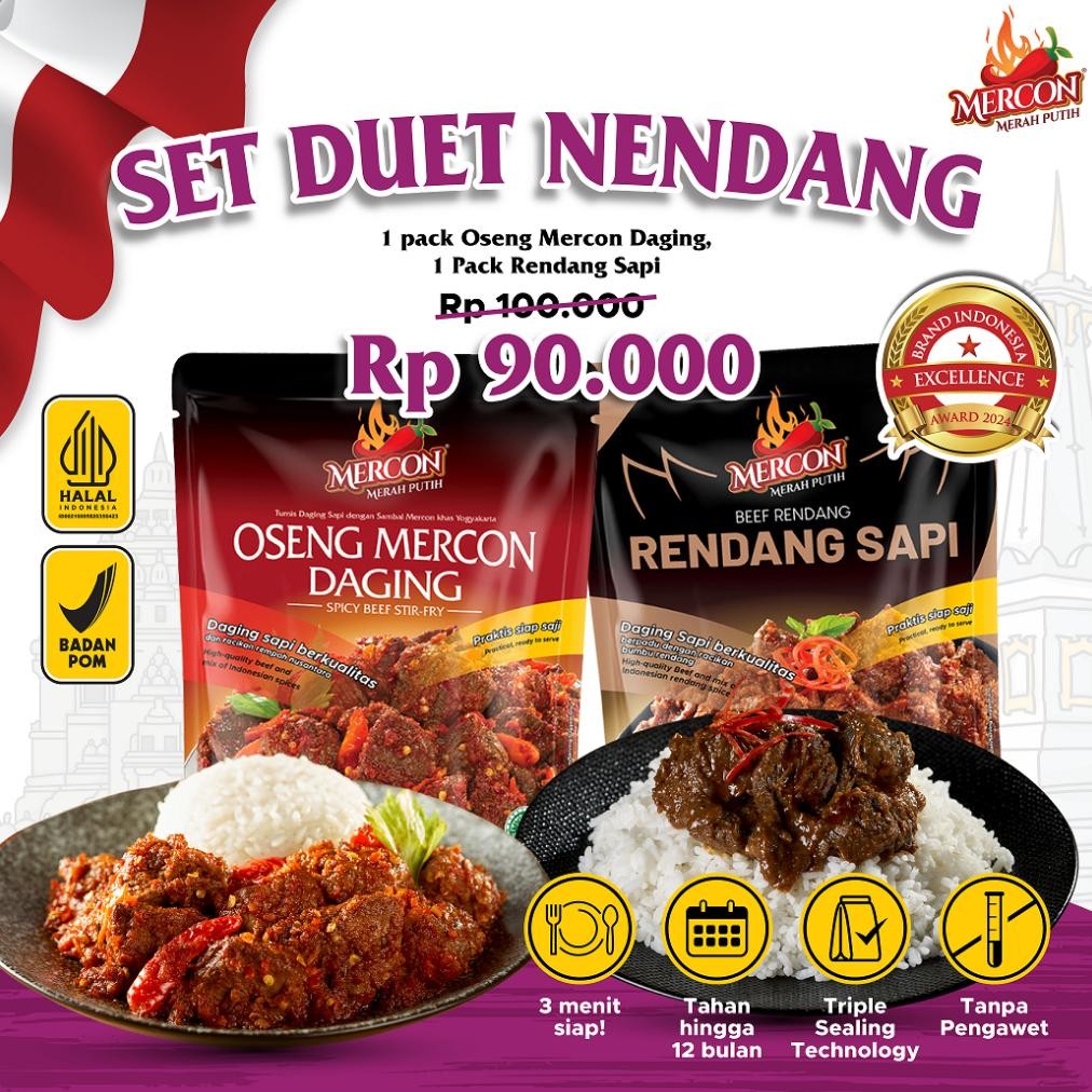 

Mercon Merah Putih - Set Duet Nendang II Oseng Mercon Daging + Rendang Sapi